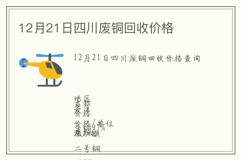 12月21日四川廢銅回收價(jià)格