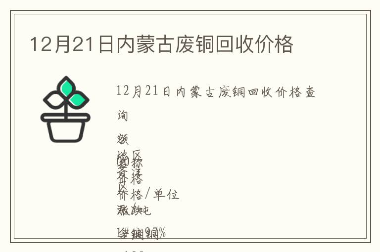 12月21日內(nèi)蒙古廢銅回收價(jià)格