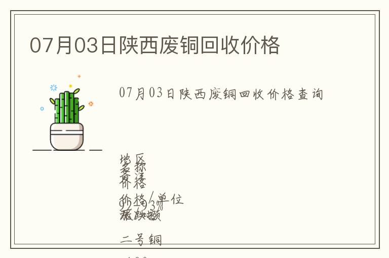 07月03日陜西廢銅回收價(jià)格