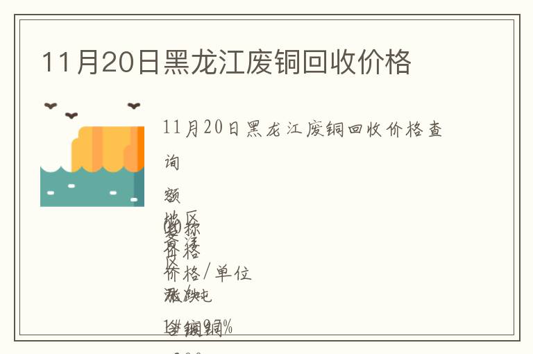 11月20日黑龍江廢銅回收價(jià)格