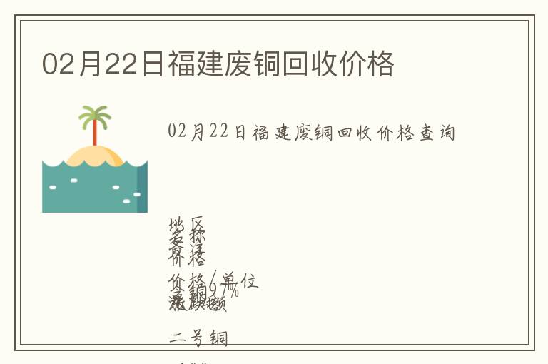 02月22日福建廢銅回收價格