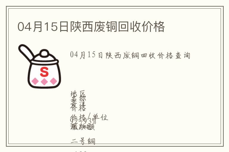 04月15日陜西廢銅回收價格