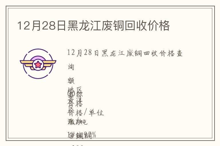 12月28日黑龍江廢銅回收價格