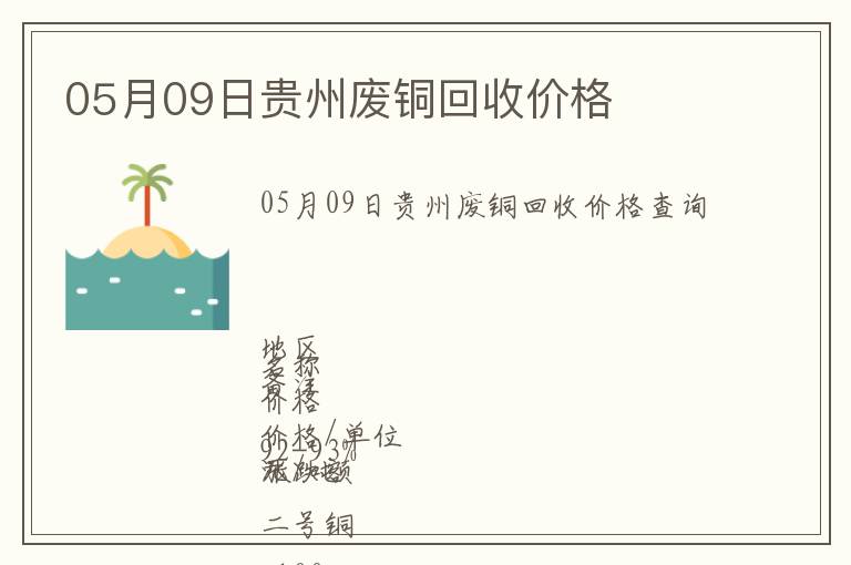 05月09日貴州廢銅回收價格