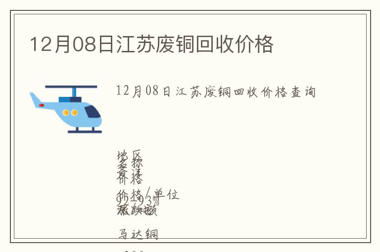 12月08日江蘇廢銅回收價格
