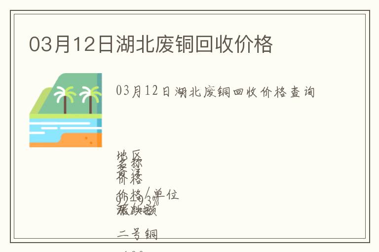 03月12日湖北廢銅回收價格