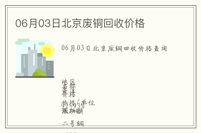 06月03日北京廢銅回收價格