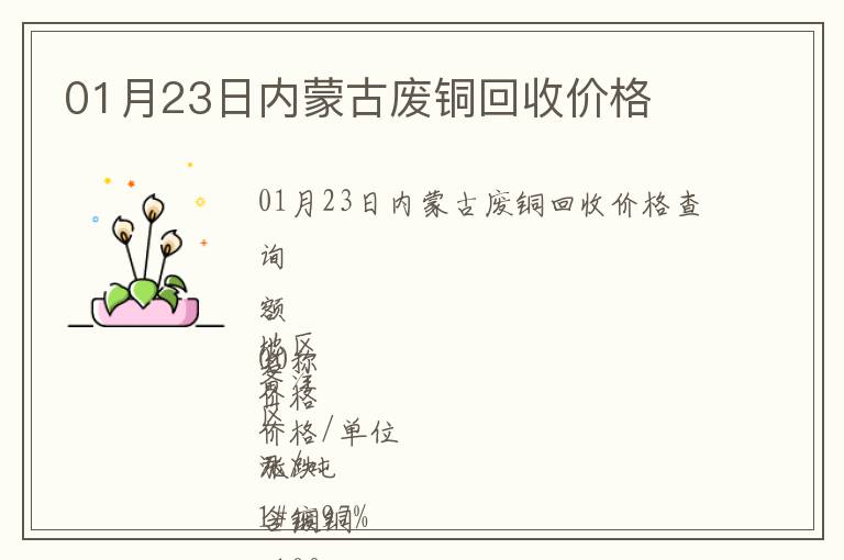 01月23日內(nèi)蒙古廢銅回收價格