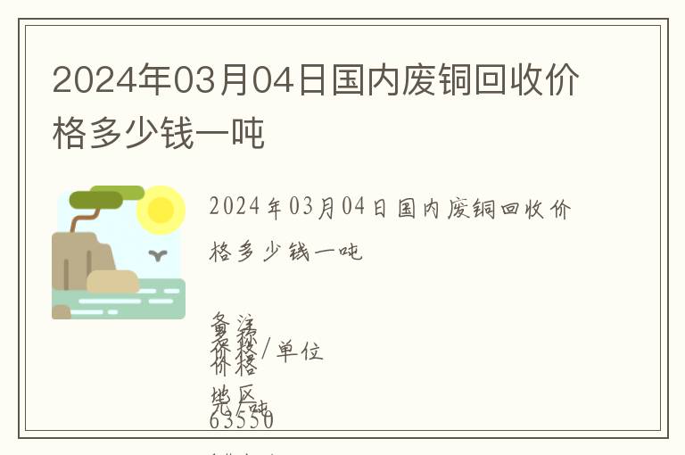 2024年03月04日國內廢銅回收價格多少錢一噸