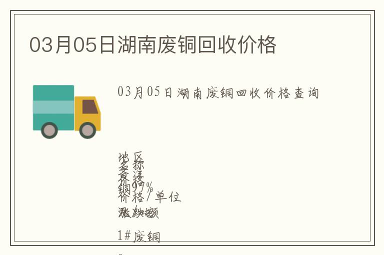 03月05日湖南廢銅回收價格