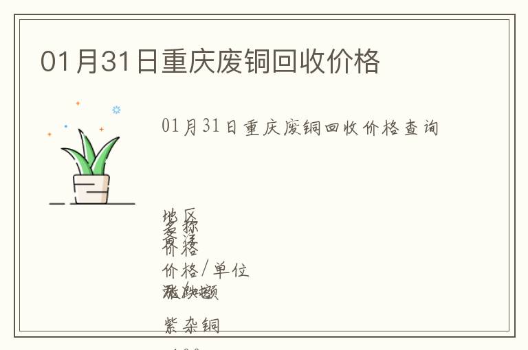 01月31日重慶廢銅回收價格
