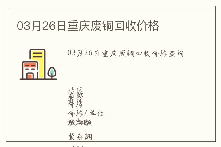 03月26日重慶廢銅回收價格