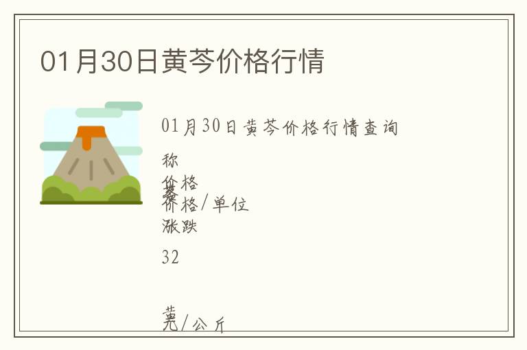 01月30日黃芩價(jià)格行情