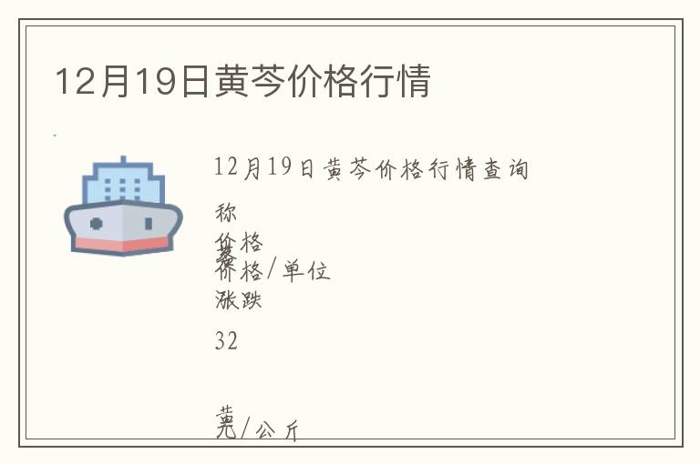 12月19日黃芩價(jià)格行情