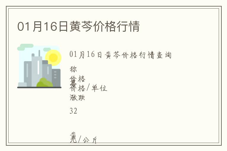 01月16日黃芩價格行情