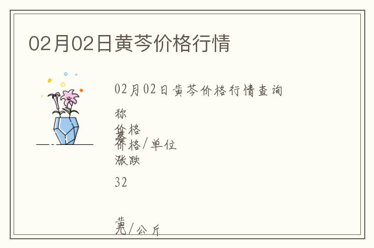 02月02日黃芩價(jià)格行情
