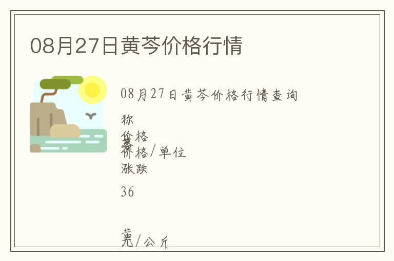 08月27日黃芩價格行情