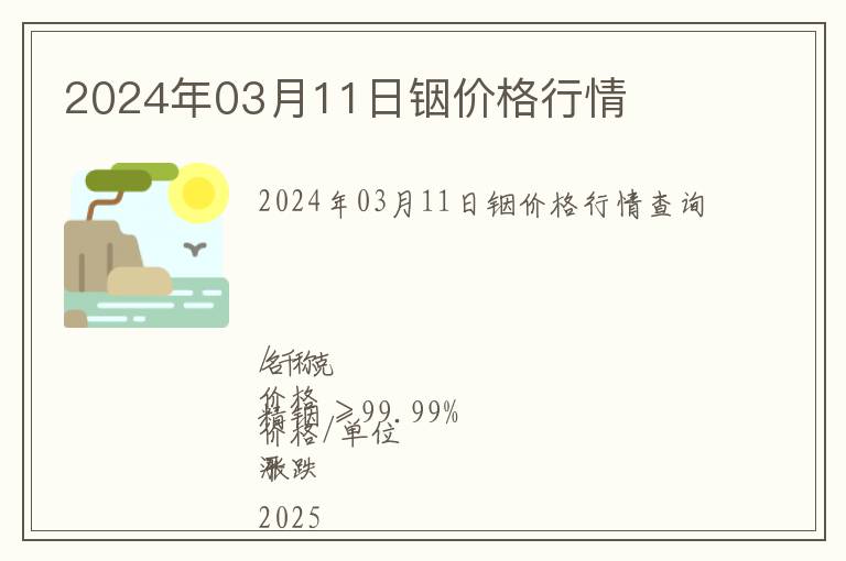 2024年03月11日銦價(jià)格行情