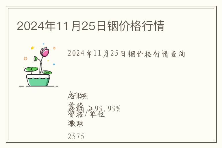 2024年11月25日銦價(jià)格行情
