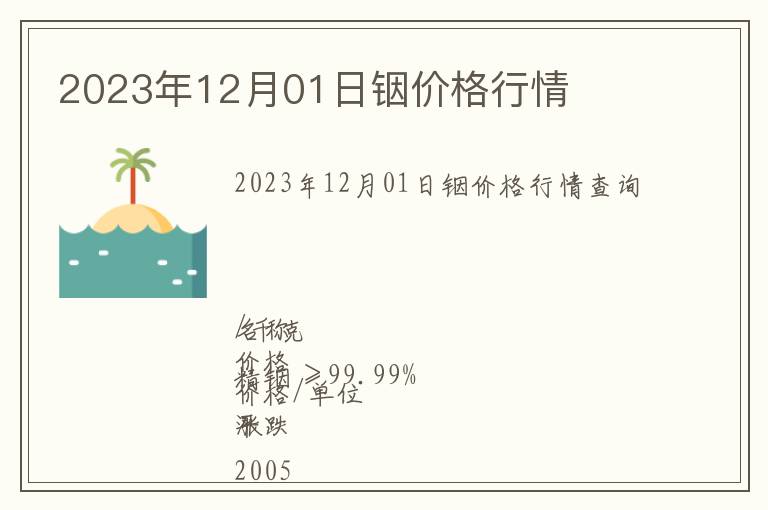 2023年12月01日銦價(jià)格行情
