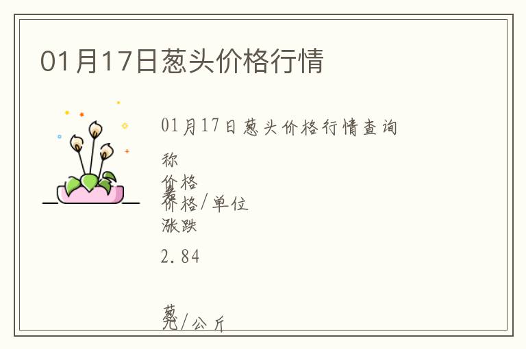 01月17日蔥頭價(jià)格行情