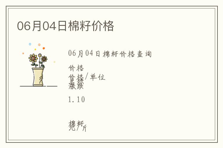 06月04日棉籽價(jià)格