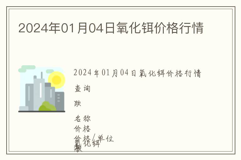 2024年01月04日氧化鉺價(jià)格行情