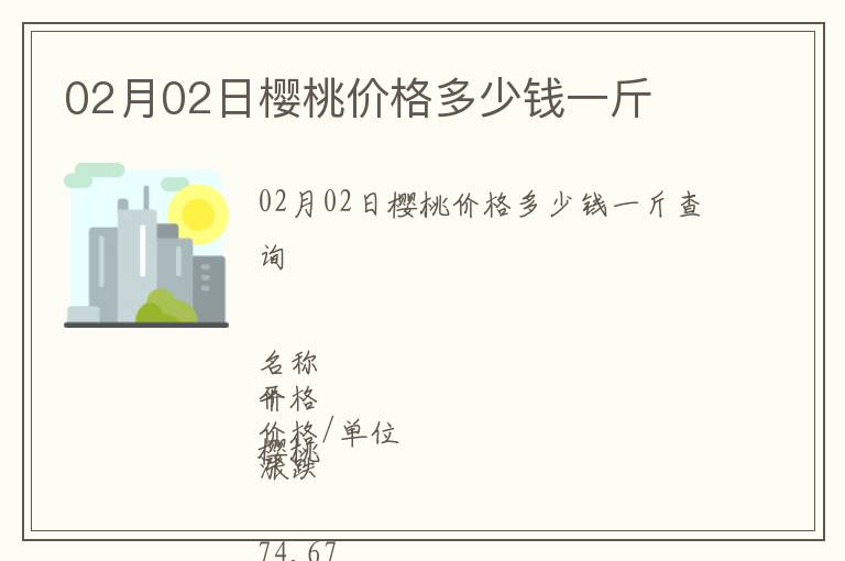 02月02日櫻桃價(jià)格多少錢(qián)一斤