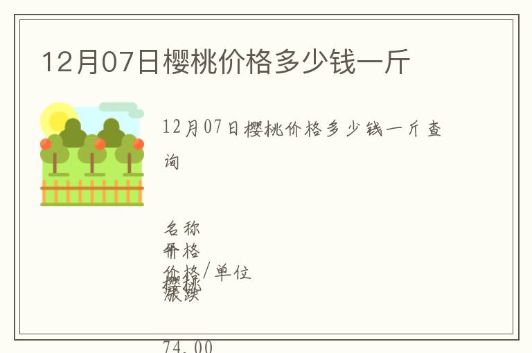 12月07日櫻桃價(jià)格多少錢一斤