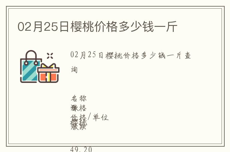 02月25日櫻桃價(jià)格多少錢(qián)一斤