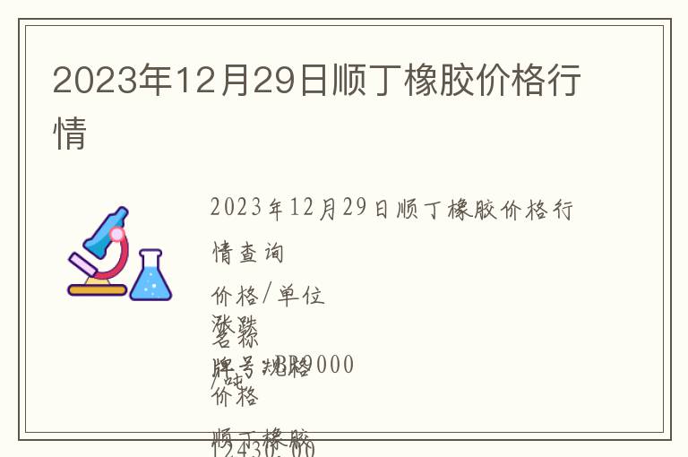 2023年12月29日順丁橡膠價格行情