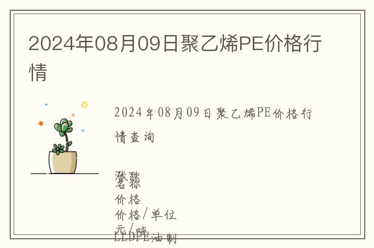 2024年08月09日聚乙烯PE價格行情