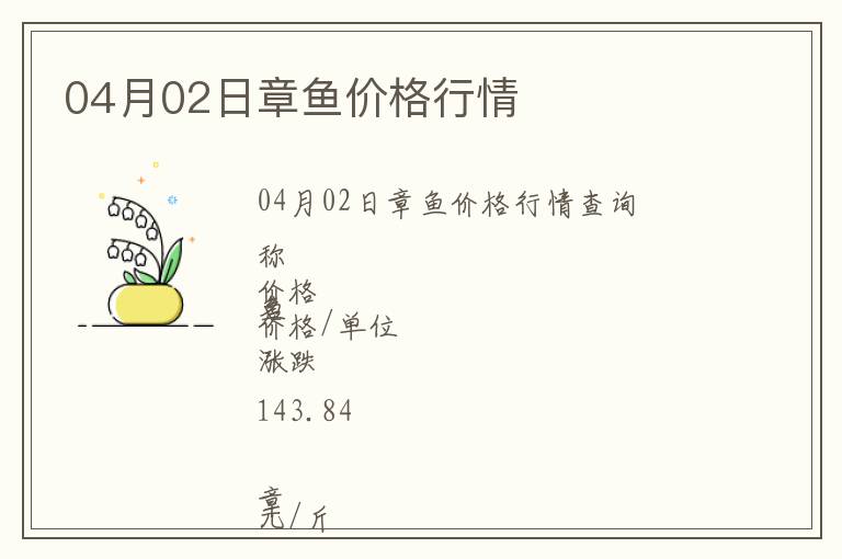 04月02日章魚價(jià)格行情