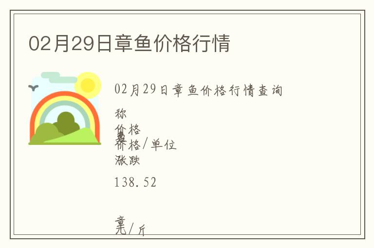 02月29日章魚價格行情