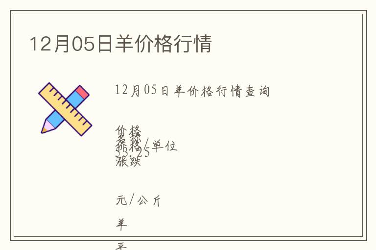 12月05日羊價格行情