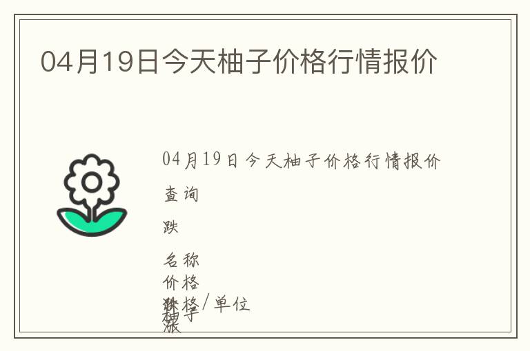 04月19日今天柚子價格行情報價