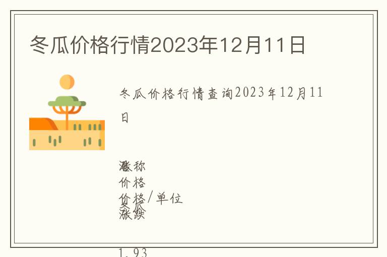冬瓜價格行情2023年12月11日