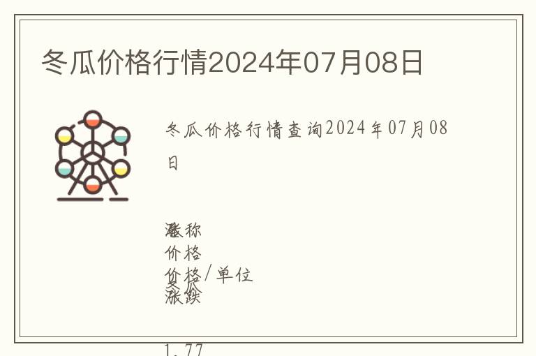 冬瓜價格行情2024年07月08日