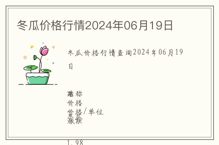 冬瓜價(jià)格行情2024年06月19日