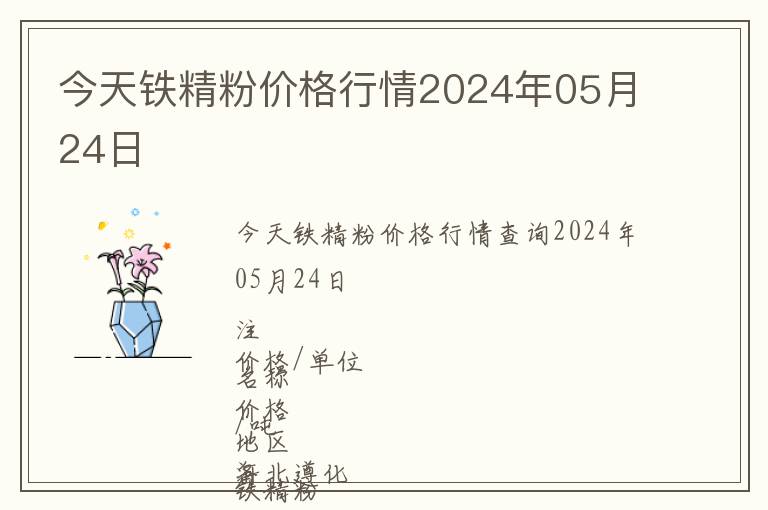 今天鐵精粉價(jià)格行情2024年05月24日