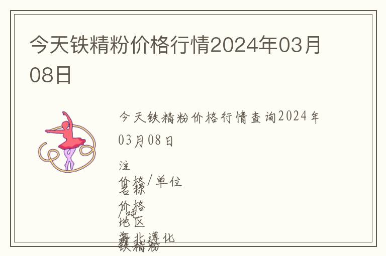 今天鐵精粉價(jià)格行情2024年03月08日
