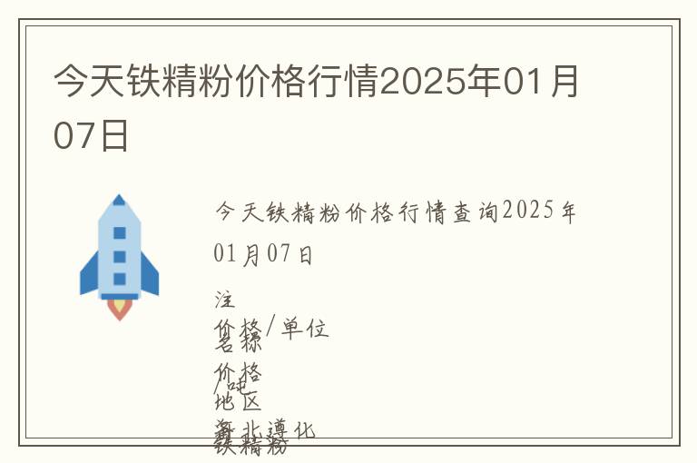 今天鐵精粉價格行情2025年01月07日