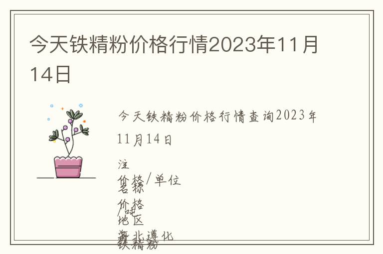 今天鐵精粉價(jià)格行情2023年11月14日
