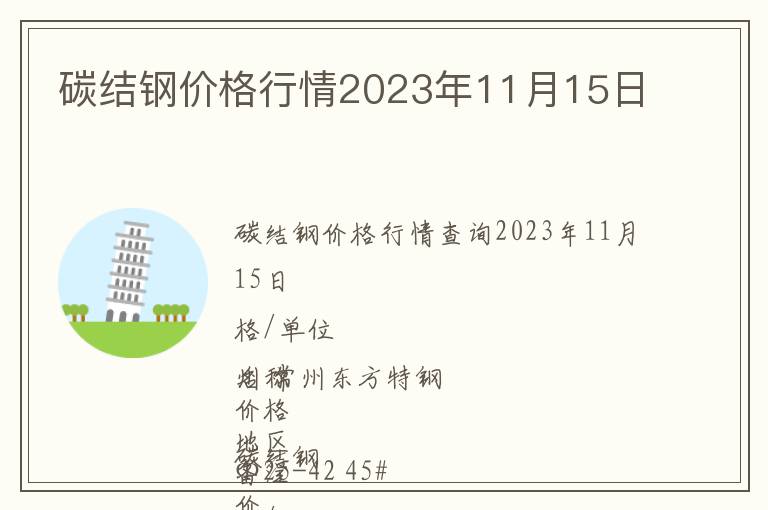 碳結(jié)鋼價(jià)格行情2023年11月15日