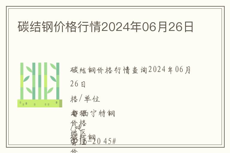 碳結鋼價格行情2024年06月26日