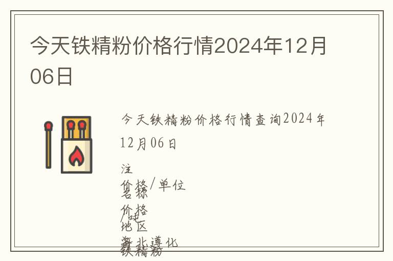 今天鐵精粉價格行情2024年12月06日