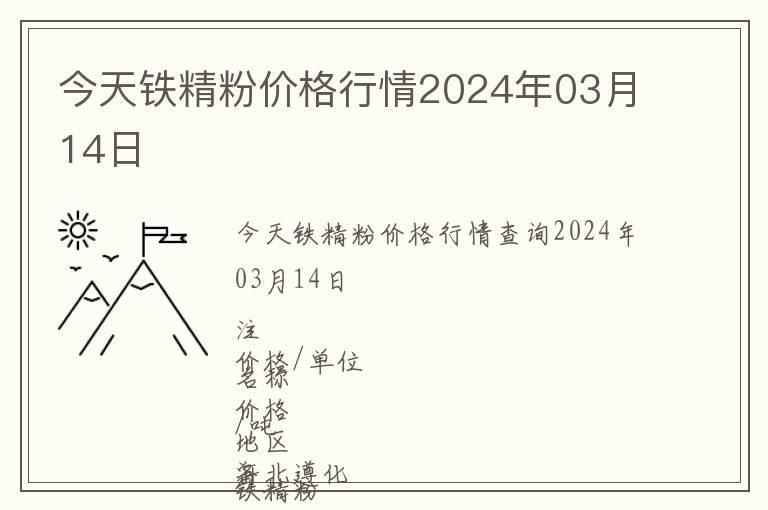今天鐵精粉價格行情2024年03月14日