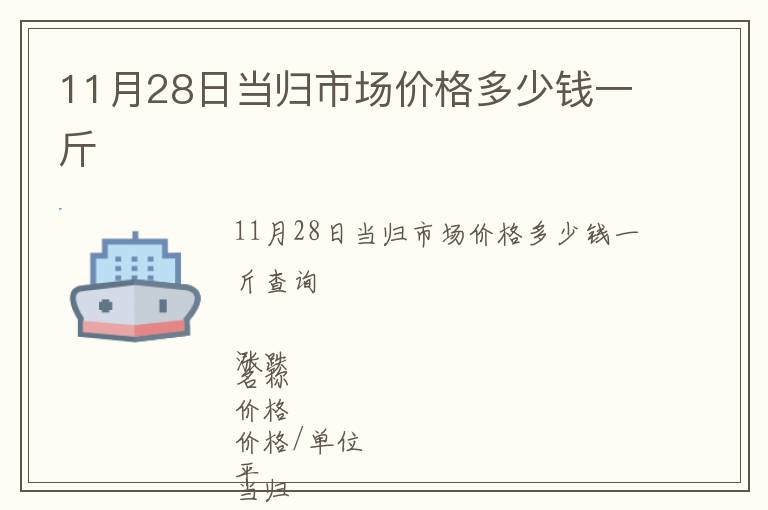 11月28日當歸市場價格多少錢一斤