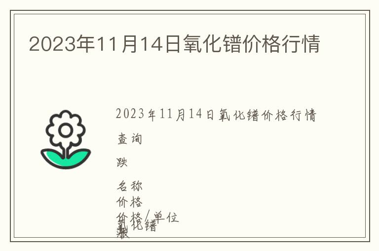 2023年11月14日氧化鐠價(jià)格行情