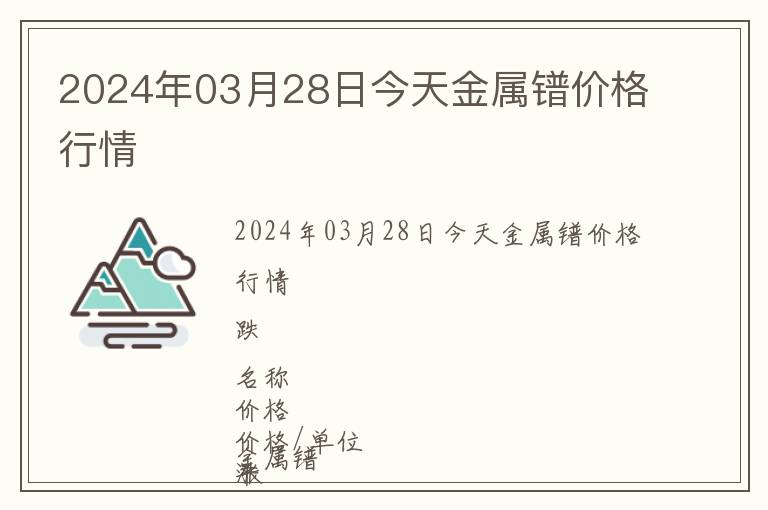 2024年03月28日今天金屬鐠價格行情